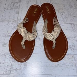ROXY Tan Crochet Sandal